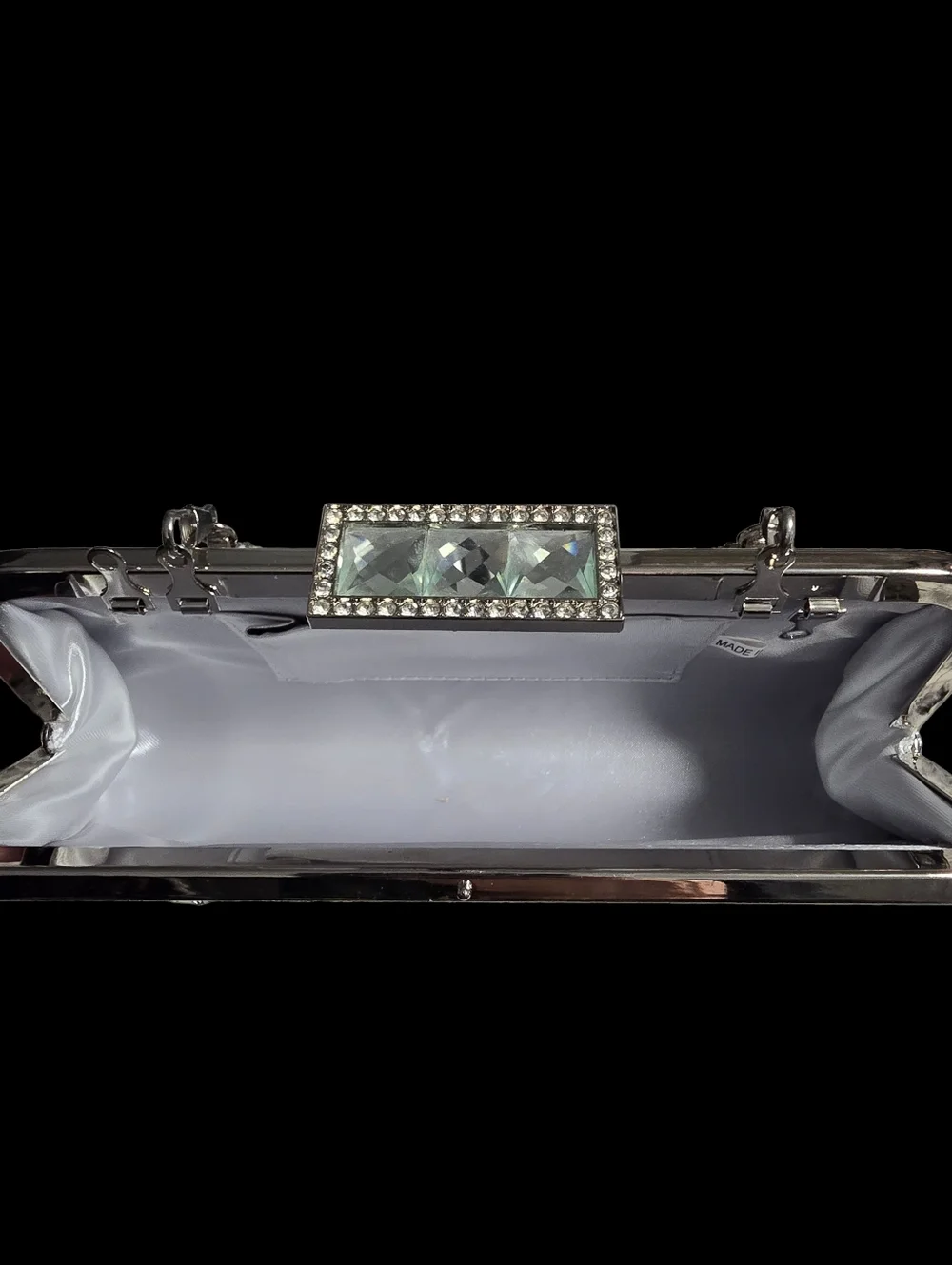 Silver Crystal Fringe Evening Clutch/Crossbody  Handbag - Picture 3 of 4